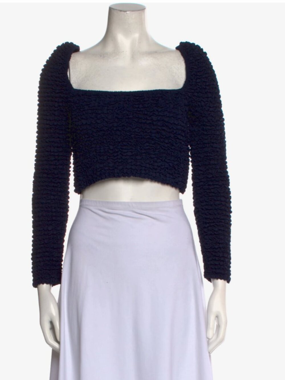 STAUD Square Neckline Navy Crop Top- Size Large- BARELY WORN